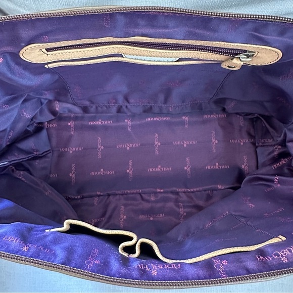 Anuschka Hand Painted Large Leather Tote Purse Gold Brown - Picture 8 of 10